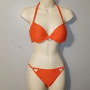 <SMART & SEXY> 2-Piece Coral Pushup Studded Bikini